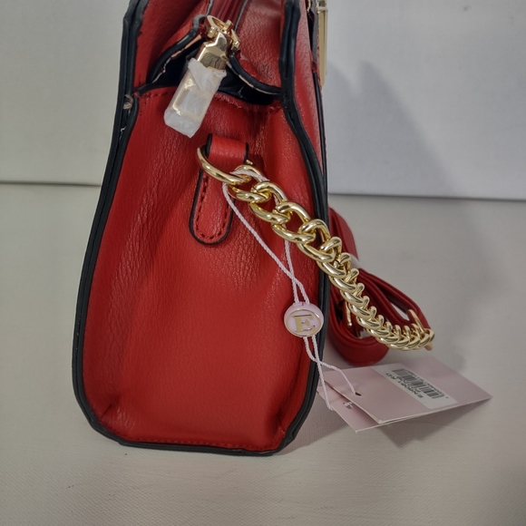 Vegan Hand Bag Purse Red and Gold Fall Autumn Satchel Crossbody Women's Clothing - Picture 8 of 12